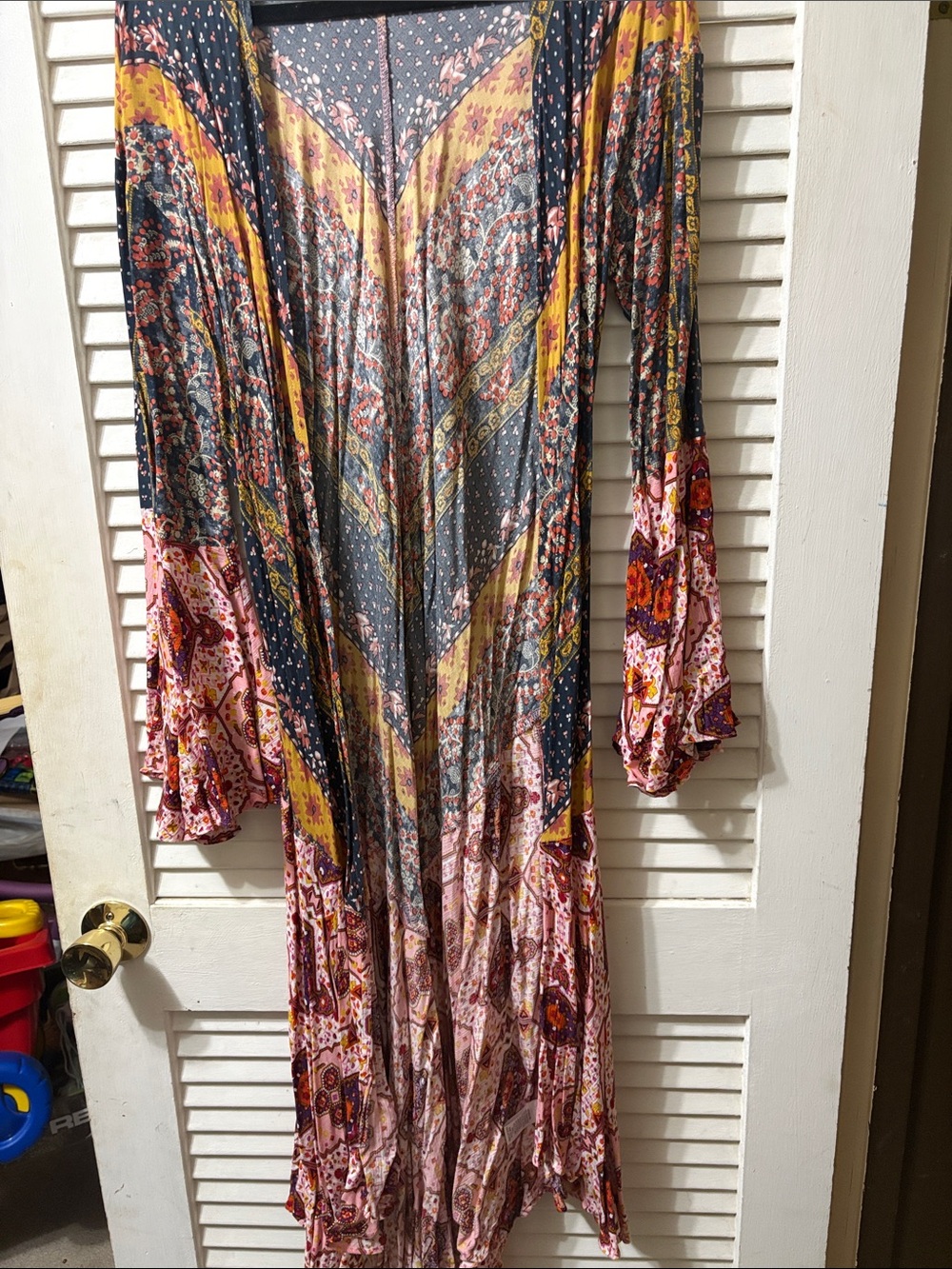 Bohemian Printed Duster in Pink and Navy